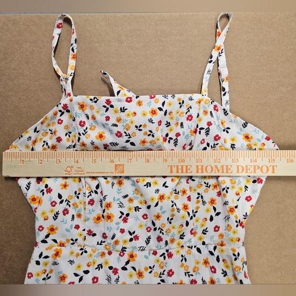 0002 Tommy Hilfiger TH Floral Spaghetti Strap Tie Back Sundress White Size 2 - Picture 11 of 14